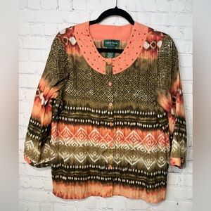 Lemon Grass Studio size large multicolored bohemian-style blouse